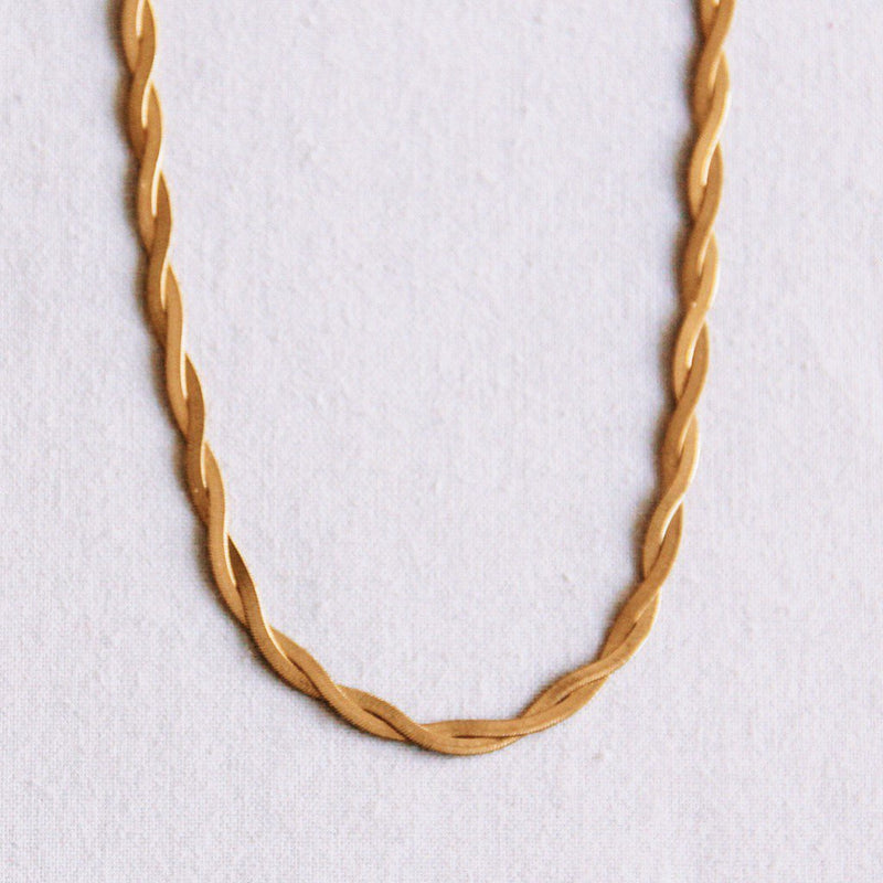 Gevlochten "Snake" ketting - goudkleur