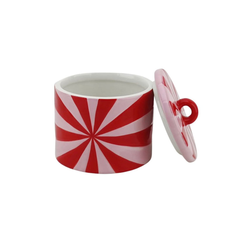 Deco Jar - Swirl - Dolomite - rood/roze - 11x11x11,5cm