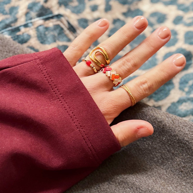 Tilabead Ring - Salmon/Orange/Bordeaux