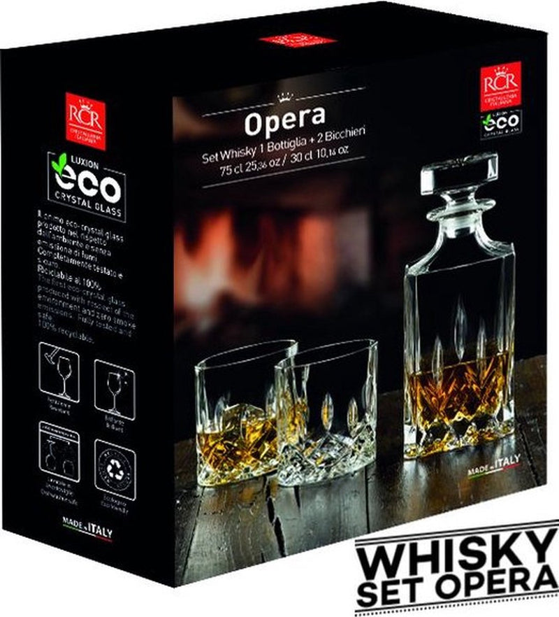 *SALE* RCR Opera Whiskey Karaf - Incl. 2 Glazen - Kristalglas