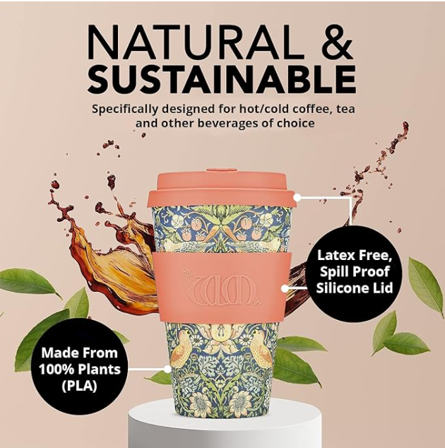 Ecoffee cup William Morris Gallery, Strawberry Thief 14 oz/ 400 ml