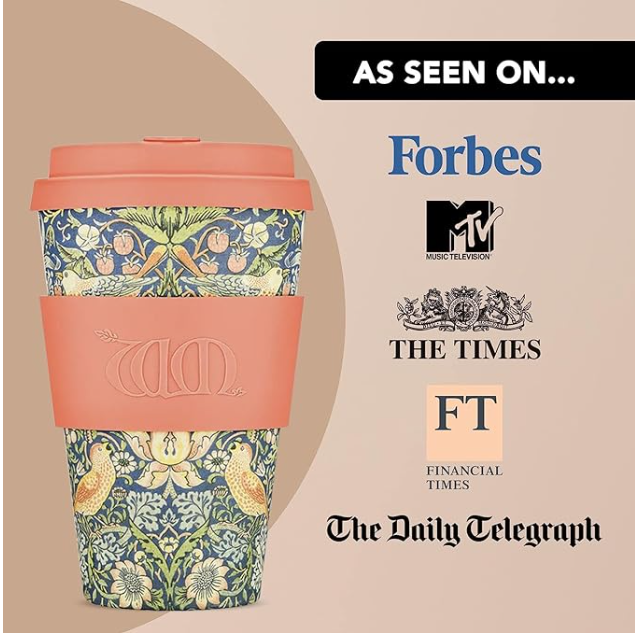 Ecoffee cup William Morris Gallery, Strawberry Thief 14 oz/ 400 ml