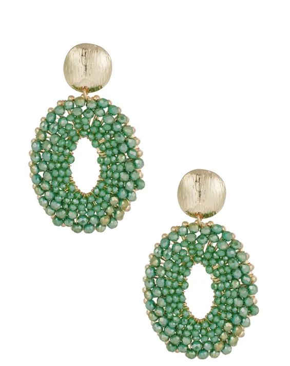 Colourful Fiesta Earrings - dark green Crystal