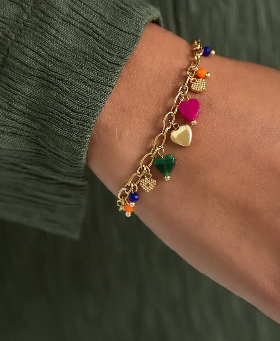 Vibrant hearts armband - Goud kleur