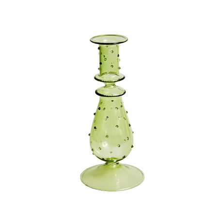 Glazen dotted kandelaar groen
