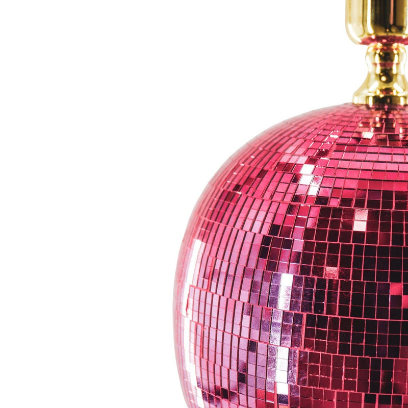Lamp - Disco Ball - Glas - roze - 20x20x20cm