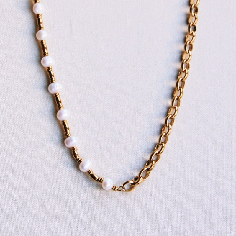 Grove schakelketting met parels
