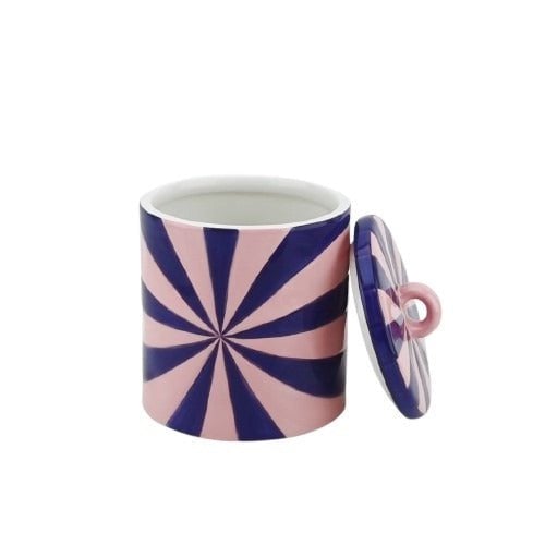 Deco Jar -Swirl- Dolomite - Pink/Violet - 11x11x14,5cm