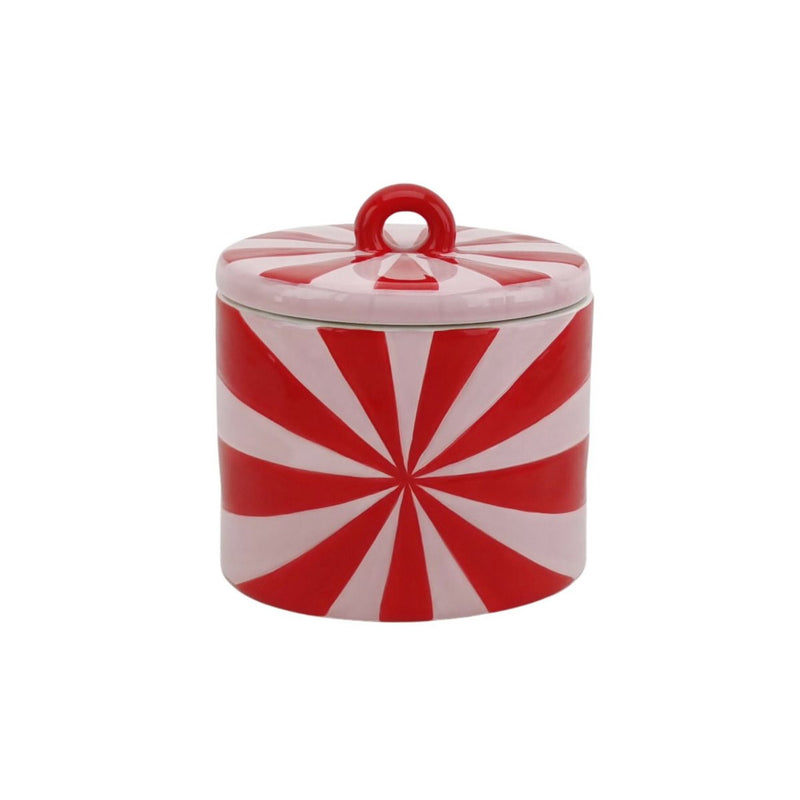 Deco Jar - Swirl - Dolomite - rood/roze - 11x11x11,5cm