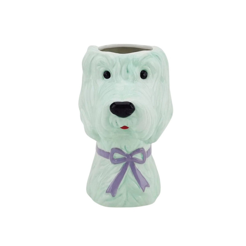 Vaas -bloemen vaashond - mint/ lilac- 13x14x21cm