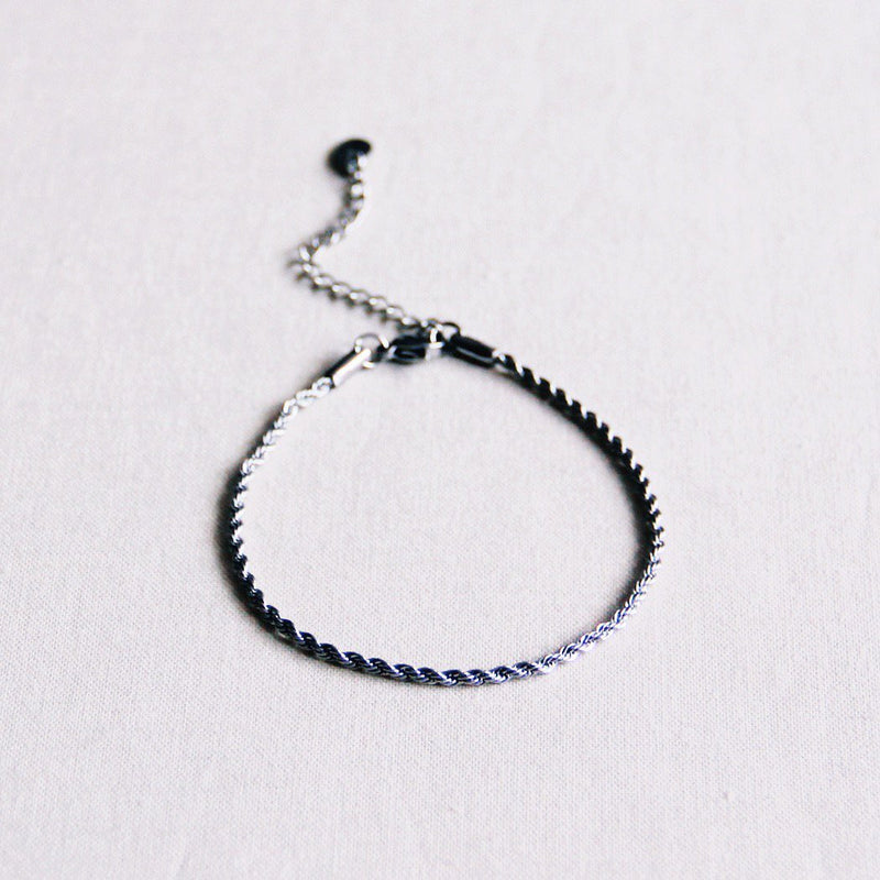 SA841: Stalen "twisted" armband klein - zilver