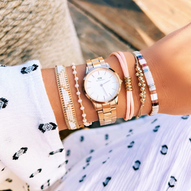 FW150: Facet armband met vergulde miyuki - nude