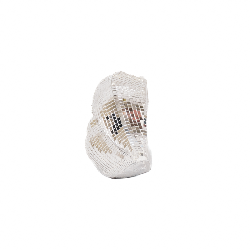 Ornament - disco -lippen - glas - zilver - 29x10x13,5 cm