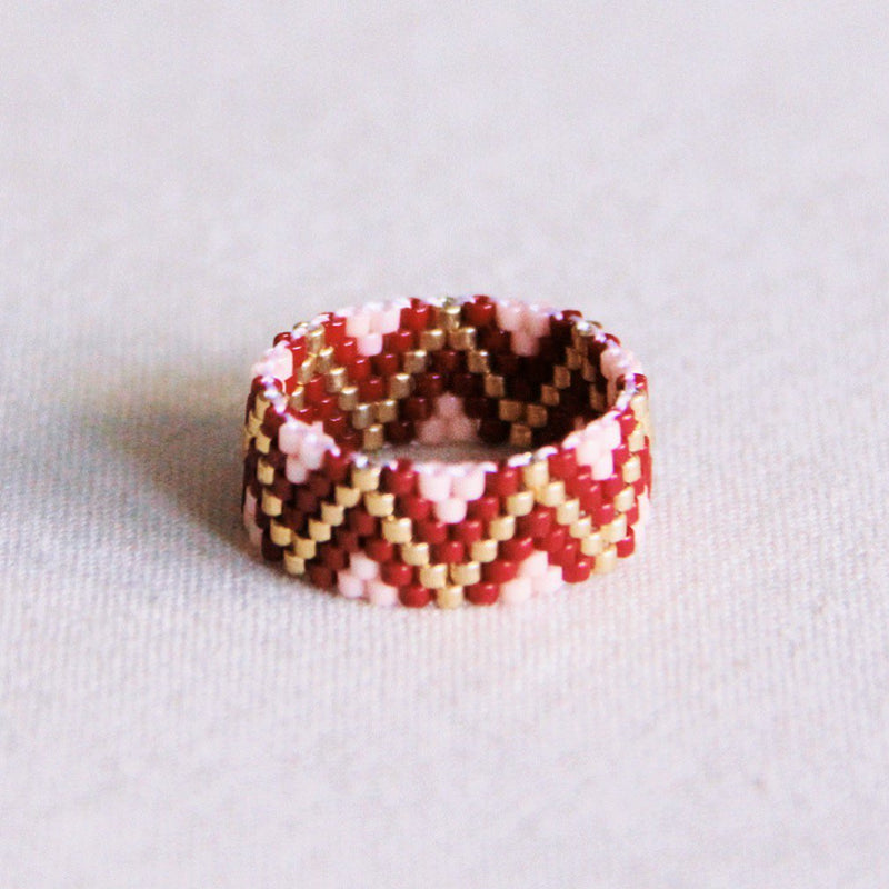 Weven ring zigzag - bordeaux/lilac