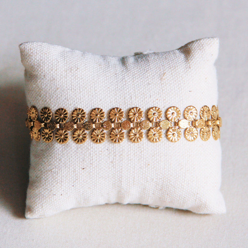 Edelstalen armband met dubbele muntjes - goud