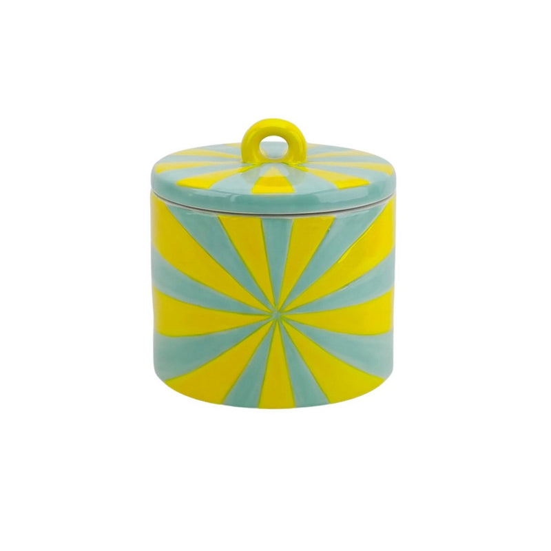 Deco Jar - Swirl - Dolomite - Geel/Mint - 11x11x11,5cm
