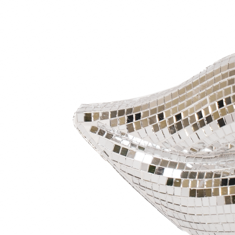 Ornament - disco -lippen - glas - zilver - 29x10x13,5 cm
