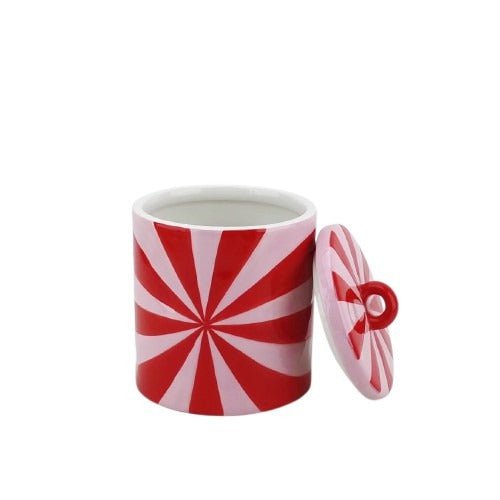 Deco Jar - Swirl - Dolomite - rood/roze - 11x11x14,5 cm