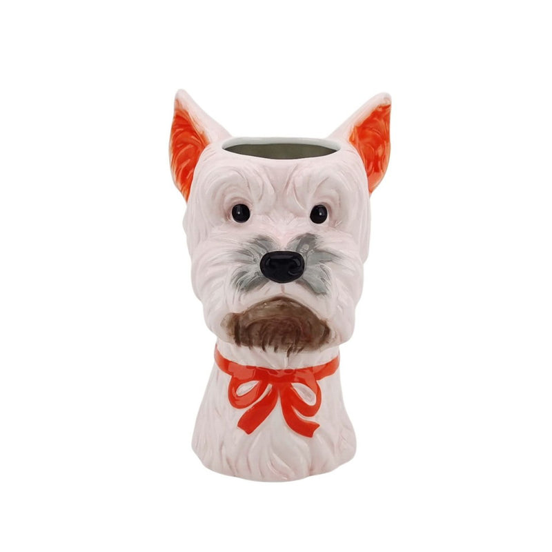 VASE -FLOWER VASE DOG - Pink/oranje - 14,5x13x23,5 cm