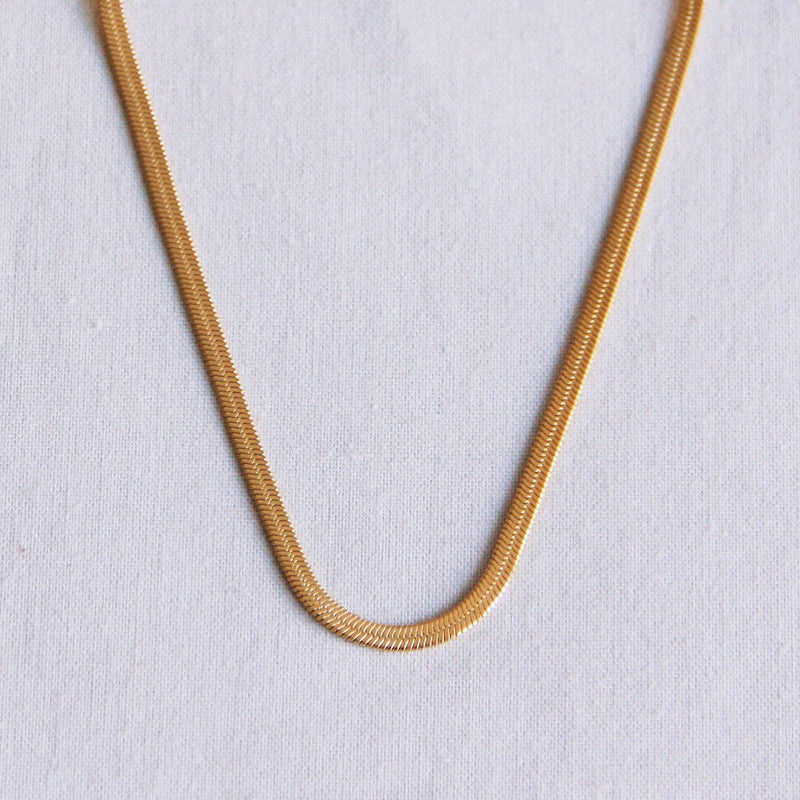 Platte “Snake” ketting 3mm - goudkleur