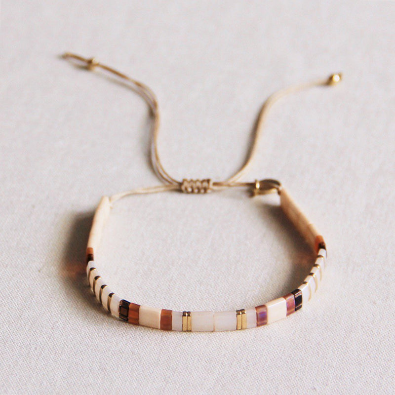 FW156: Tilabead armband zalm/roest/nude/verguld