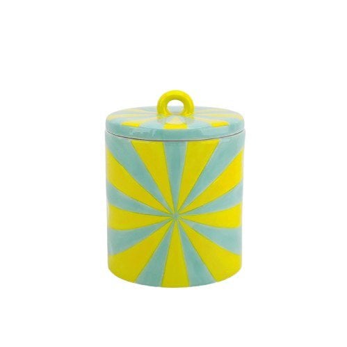 Deco Jar -Swirl - Dolomite - Geel/Mint - 11x11x14,5cm