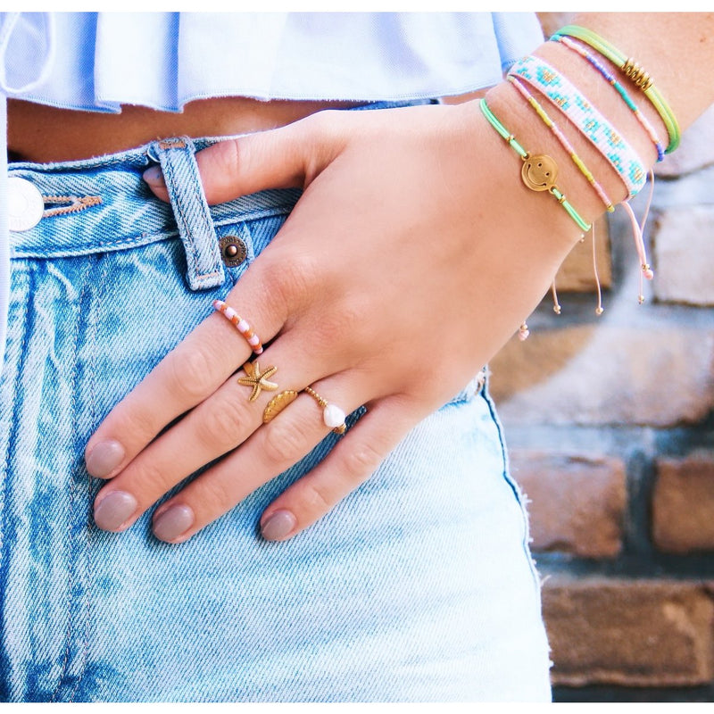 R617 - RVS minimalistische gevlochten ring - goud