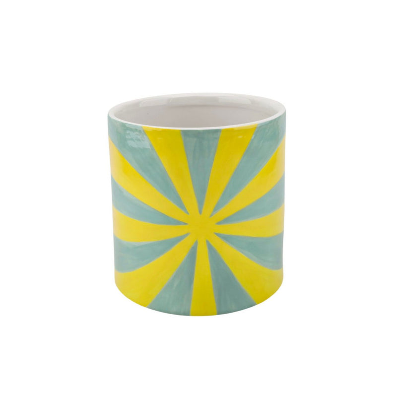 Deco Jar -Swirl - Dolomite - Geel/Mint - 11x11x14,5cm