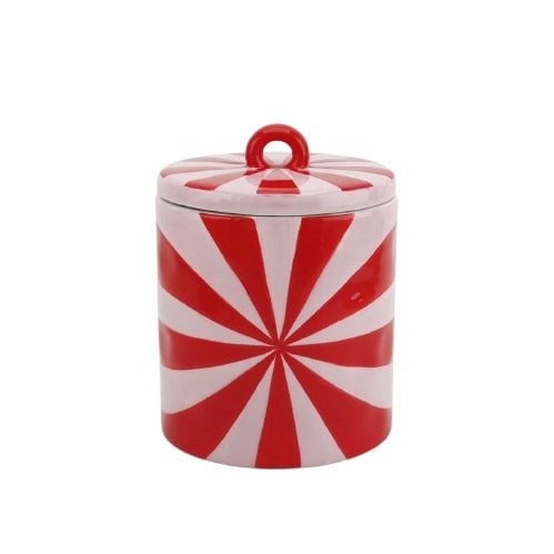 Deco Jar - Swirl - Dolomite - rood/roze - 11x11x14,5 cm