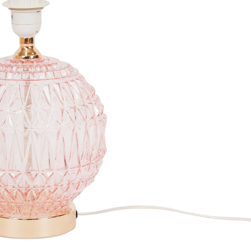 Tafellamp - Kristallen Bol - Glas - Roze - 19x19x20cm