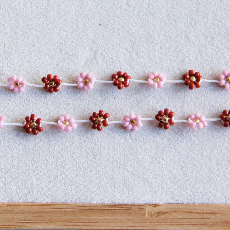 Ketting met madeliefjesbloem - lila/bordeaux