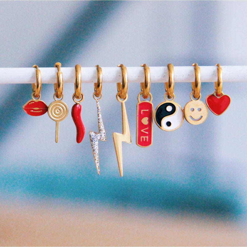 RVS oorringen met lipjes – rood