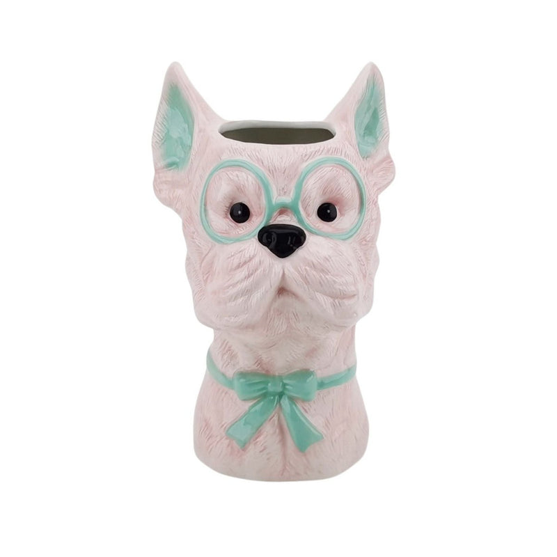 VASE -FLOWER VASE DOG - Pink/ mint - 13,5x14,5x23cm