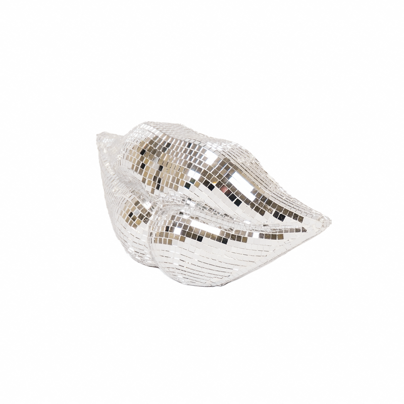 Ornament - disco -lippen - glas - zilver - 29x10x13,5 cm