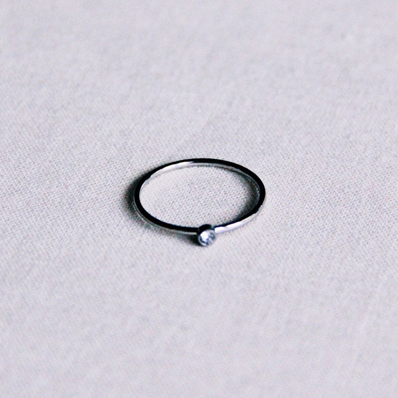 Steel minimalist ring mini zirconia – silver color