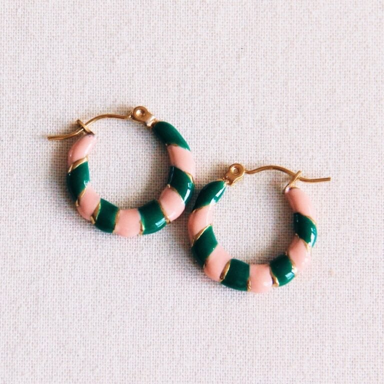 RVS kleurige ring 20mm – groen/roze
