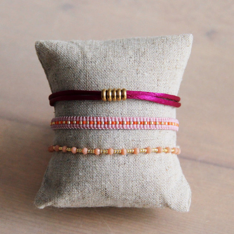 Edelsteen armband met vergulde miyuki – perzik