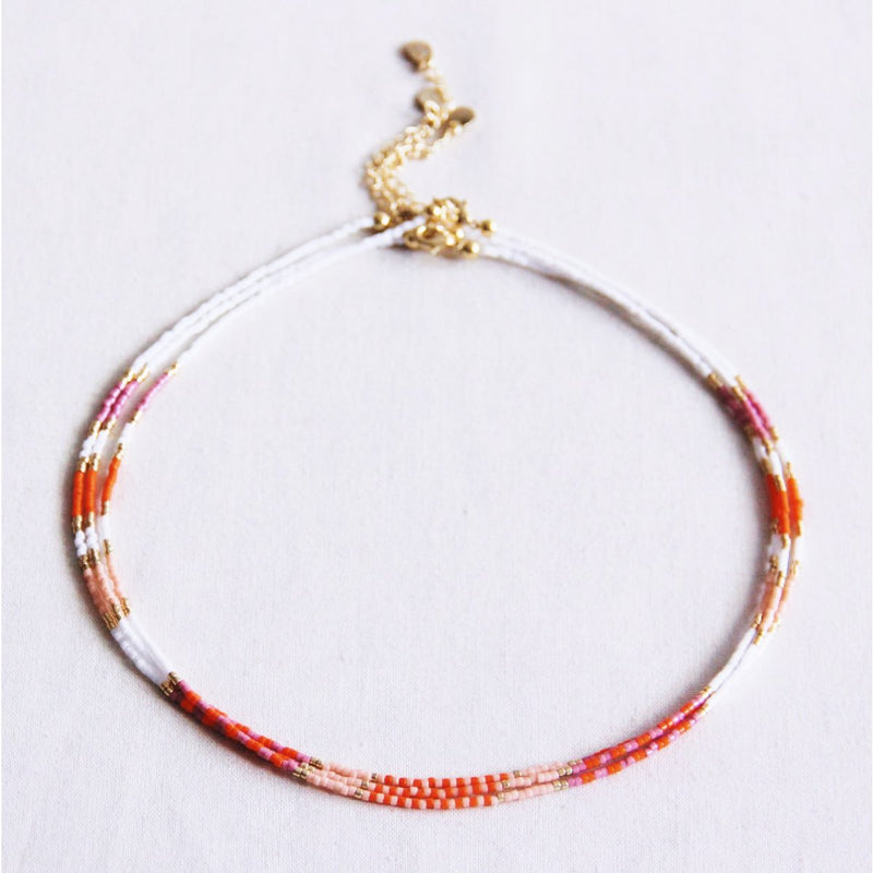 Kralen ketting wit/paars/oranje/naakt