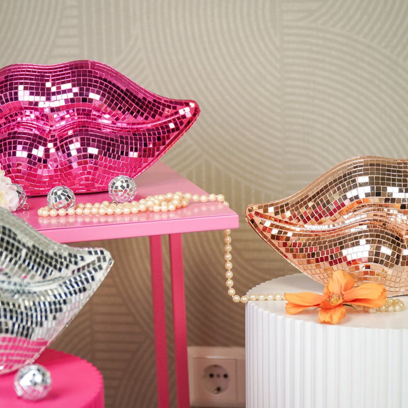 Ornament - Disco Lip - Glas - Roségoud- 29x10x13,5 cm