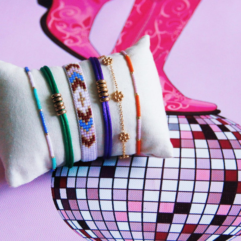 Miyuki armband kleurblokkering - lila/mint/paars