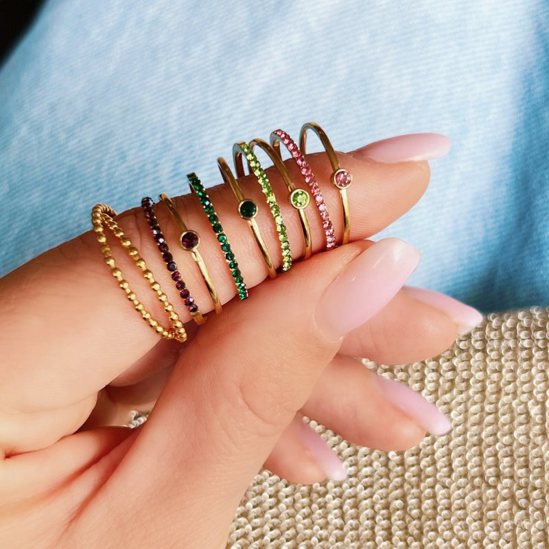 Stalen minimalistische ring mini zirkonia – goudkleur