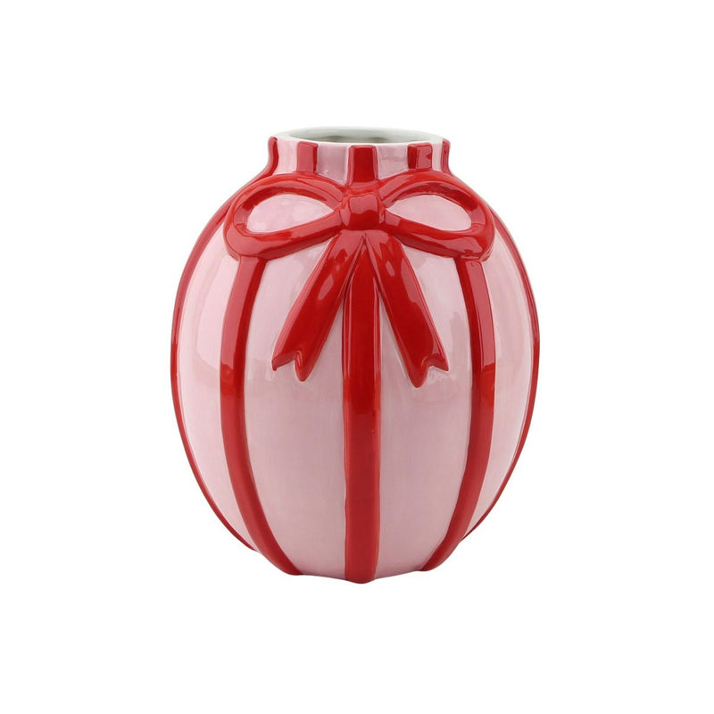 Vaas - Bloemvaaslint- Dolomiet - Lichtroze/ rood - 17x17x17,5cm