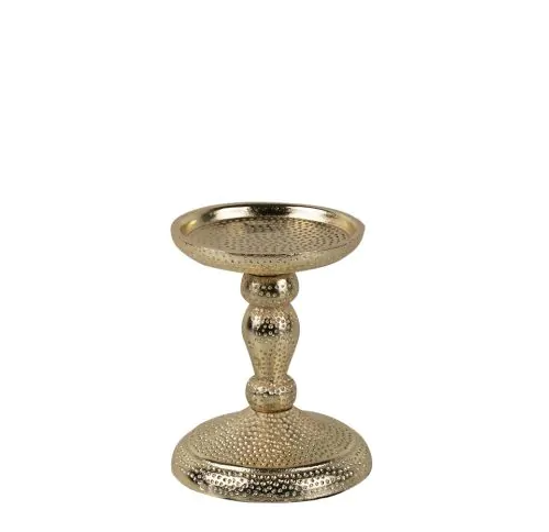 Kandelaar gehamerd champagne goud 12cm