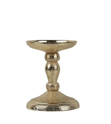 Kandelaar gehamerd champagne goud 12cm