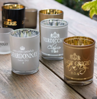 Windlicht Wijn Pinot Grigio Taupe 12cm
