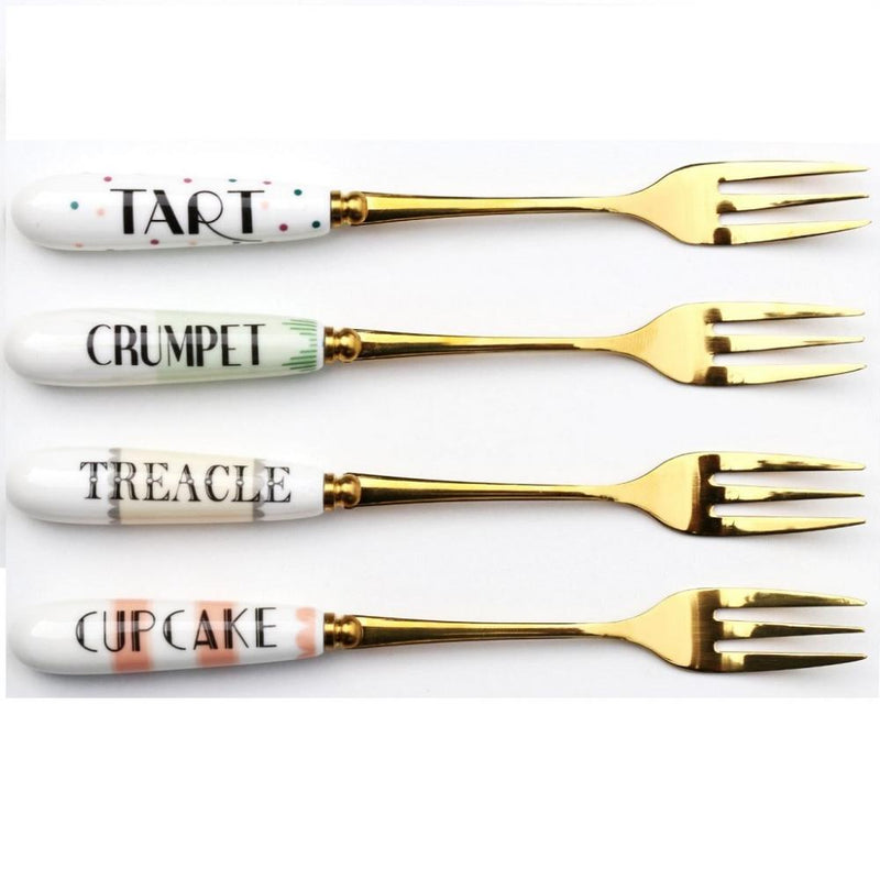 Yvonne Ellen Set/4 Mixed Tekst Cake Forks 12,5cm, giftbox /1