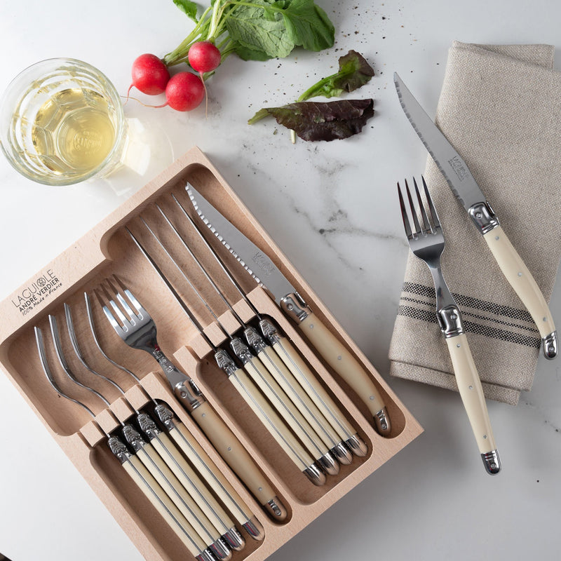 Laguiole Handgemaakt 12-delig bestekset Cutlery Set Ivory