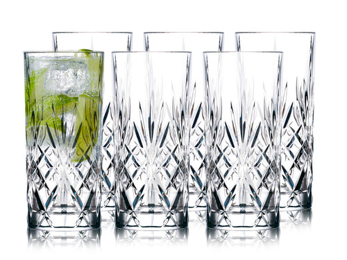 *SALE* RCR Cristalleria Italiana LONGDRINK GLAS 36 CL MELODIA 6 ST.