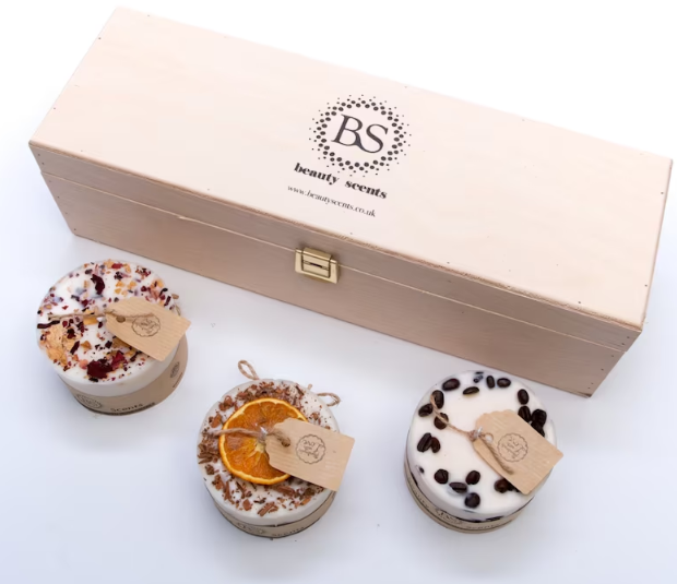 Beauty Scents Geschenkset van kleine 3 verschillende kaarsen