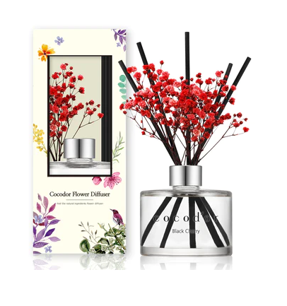 Diffusor Black Cherry op basis van natuurlijke olie met echte bloemen - 200 ml